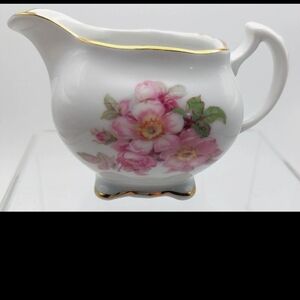 Vintage Schumann Creamer White Porcelain Floral Porcelain Creamer with Gold Trim